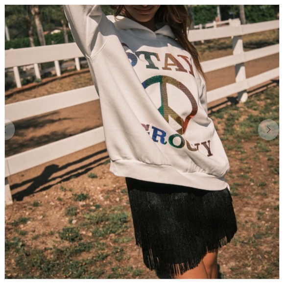 35 Rainbow Sequin Letter Patch Hoodie Top - Picture 4 of 7